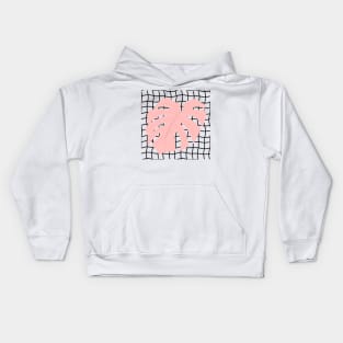 Monstera Deliciosa Leaf on Grid - Pastel blush pink Kids Hoodie